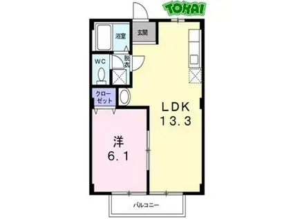 メゾンエスポワールB棟(1LDK/1階)の間取り写真