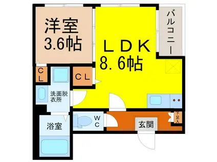 メゾン星宮(1LDK/2階)の間取り写真