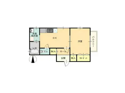 アールグレイ中央(1DK/1階)の間取り写真