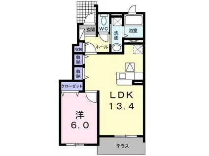ラフィネ トロワ(1LDK/1階)の間取り写真