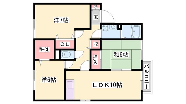セジュールヒルトップA棟(3LDK/2階)の間取り写真