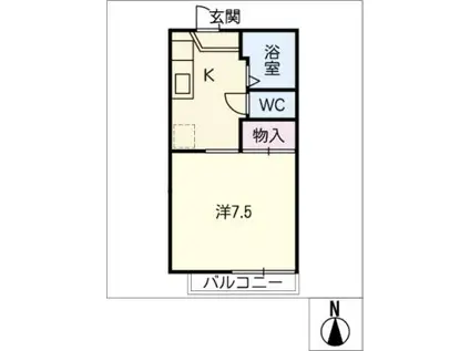 アメニティ諸ノ木(1K/1階)の間取り写真