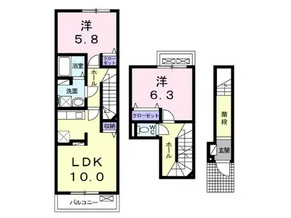 ウエストビレッジ II(2LDK/2階)の間取り写真