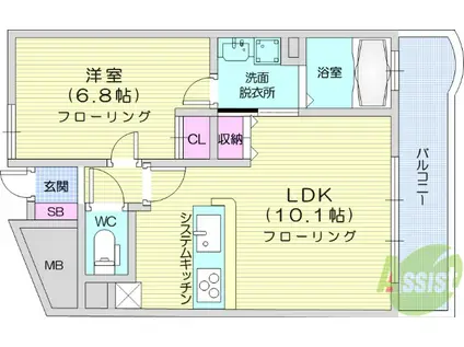 M`S CUBE(1LDK/1階)の間取り写真