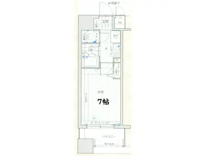 エスリード同心第2(1K/6階)の間取り写真