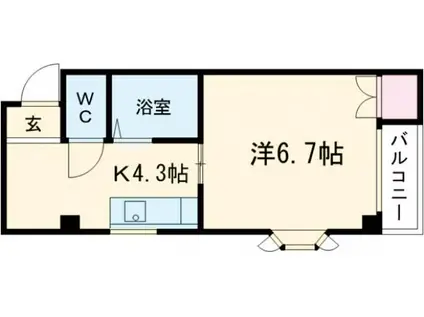 クワイエット赤井(1K/1階)の間取り写真