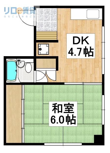 シャトー宝塚(1DK/3階)の間取り写真