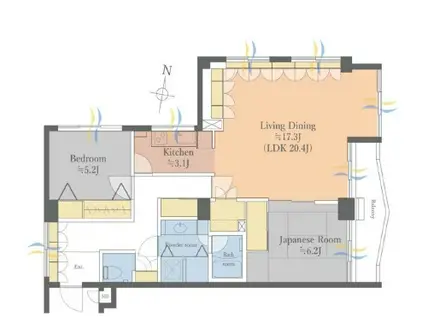 ドミール五番町(2LDK/12階)の間取り写真