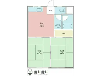 メゾンラスタァ(2DK/1階)の間取り写真