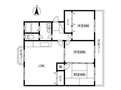 第一コーポ浜田(3LDK/3階)の間取り写真