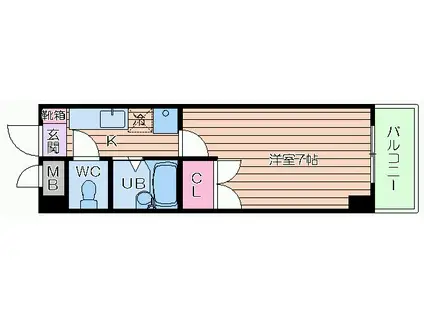 ローズコーポ天満東II(1K/6階)の間取り写真