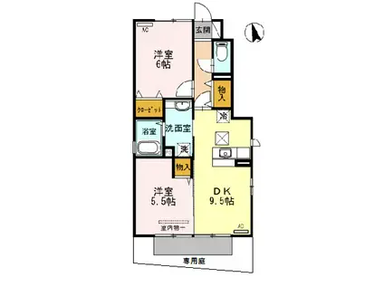 パークサイドツイン(2DK/1階)の間取り写真