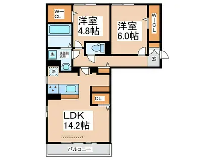 ひまわり(2LDK/3階)の間取り写真