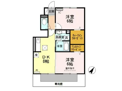 イソラ フェリジェII(2DK/1階)の間取り写真