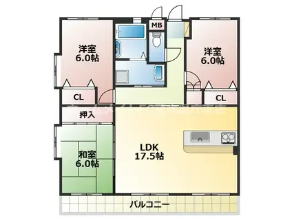 ヴェルデ居屋敷(3LDK/3階)の間取り写真