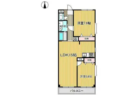 コア南館(2LDK/3階)の間取り写真