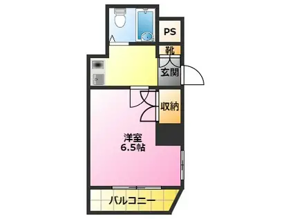 ライオンズマンション元住吉(1K/6階)の間取り写真