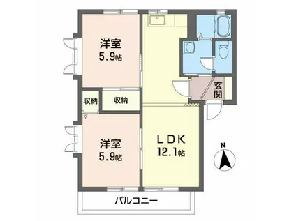 フラッツBAY(2LDK/2階)の間取り写真