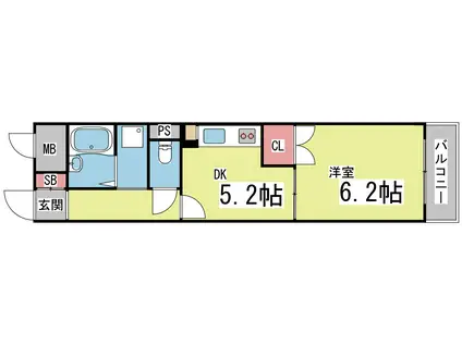 パレス灘(1DK/2階)の間取り写真