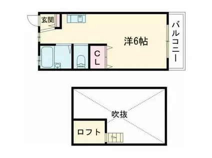 ハイランドビュー鶴川Ⅰ(1K/2階)の間取り写真