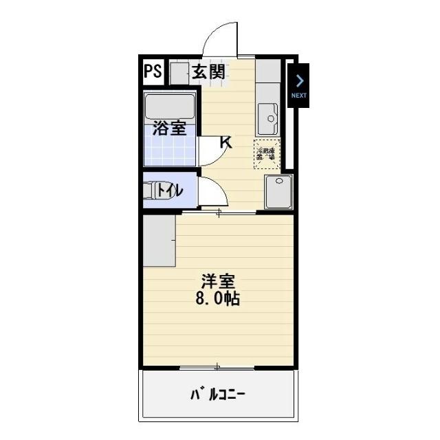 フォルクローレペルシュ(1DK/4階)の間取り写真