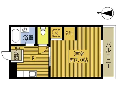 VILLA PLACE OITA B(1K/2階)の間取り写真