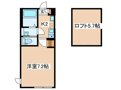 STELLA中野島(1K/2階)の間取り写真
