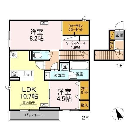 ルガーセグーロ LUGARSEGURO(2LDK/2階)の間取り写真