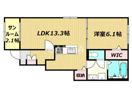 ニューライズT B(1LDK/1階)の間取り写真