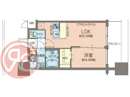 プレジオ難波EURO(1LDK/7階)の間取り写真