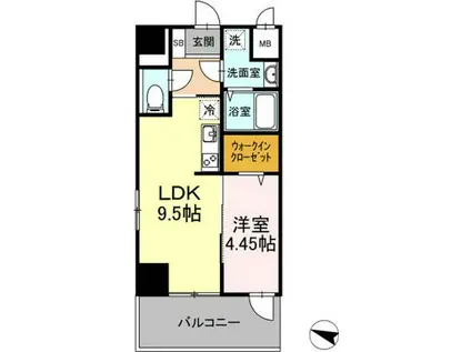 GRANCRAB(1LDK/4階)の間取り写真