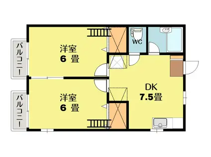 ロイヤルハイツ将監(2DK/2階)の間取り写真