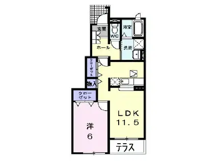 ソレイユ イズミI(1LDK/1階)の間取り写真