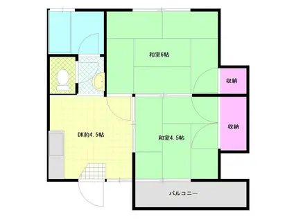 CUBE(2DK/2階)の間取り写真