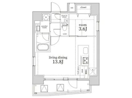 LOG戸越/ログ戸越(1LDK/9階)の間取り写真