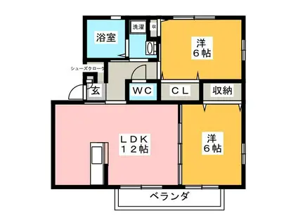 ウィンド東海岸(2LDK/2階)の間取り写真