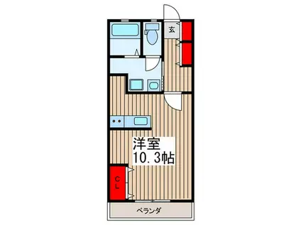 アヴィル旭町(ワンルーム/2階)の間取り写真