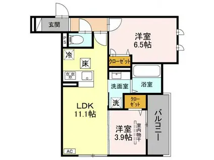 メゾン ド ソルテ(2LDK/1階)の間取り写真