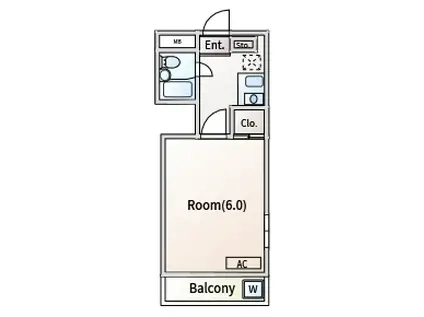 フラットイン蓮根(1K/1階)の間取り写真