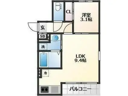 ソルテ二軒茶屋(1LDK/1階)の間取り写真