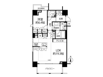 パークハウス麻布十番アーバンス(1LDK/5階)の間取り写真