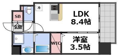 LUXE玉造南(1LDK/12階)の間取り写真