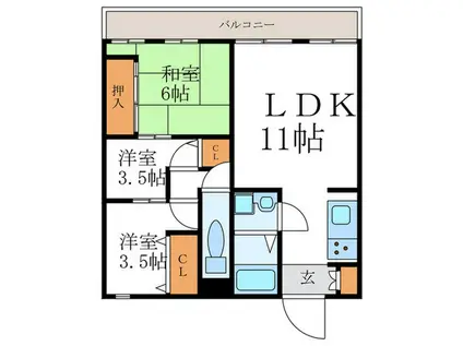 CLASKA西陣(3LDK/2階)の間取り写真