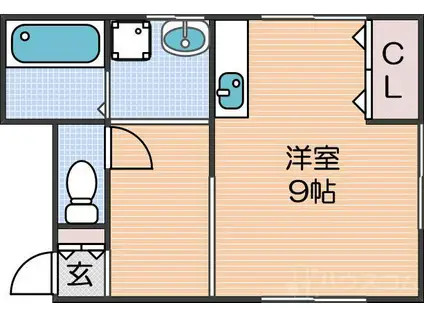 福本ハイツ(ワンルーム/1階)の間取り写真