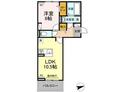 アンジュ―ノ上代B棟(1LDK/2階)の間取り写真