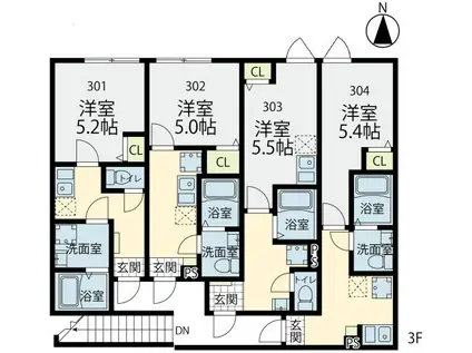 G-CREST(ワンルーム/3階)の間取り写真