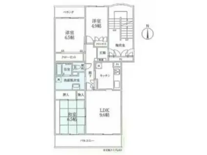 テレパレス中村南(3LDK/1階)の間取り写真