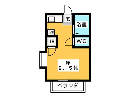 ハイツ小峰(ワンルーム/2階)の間取り写真