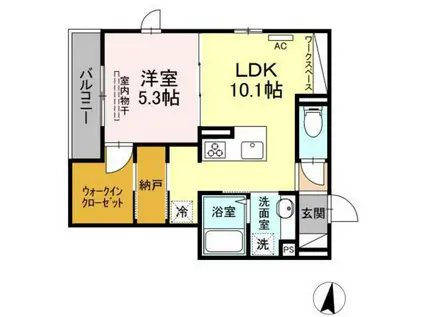 ラルーチェCD D棟(1LDK/3階)の間取り写真