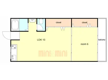 コーポ北村(1LDK/3階)の間取り写真